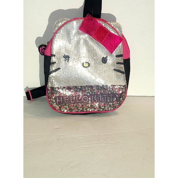 Sanrio Hello Kitty Girls Small Pink Sequin Backpack Adjustable Straps 10” X 9” - Picture 2 of 10